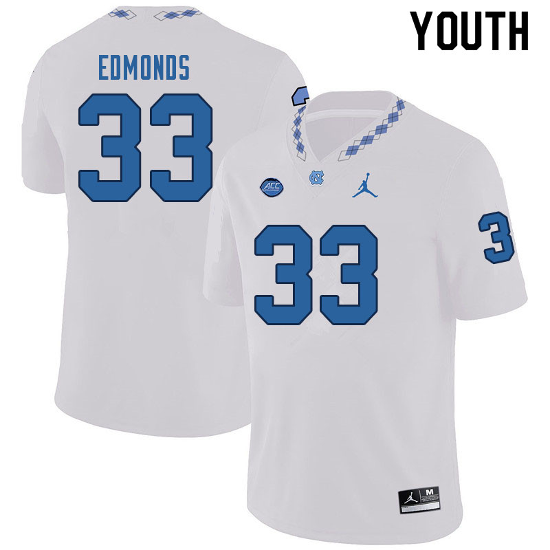 Youth #33 Kamarro Edmonds North Carolina Tar Heels College Football Jerseys Sale-White